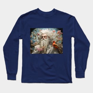 Wizard with Long White Beard and Glasses Long Sleeve T-Shirt